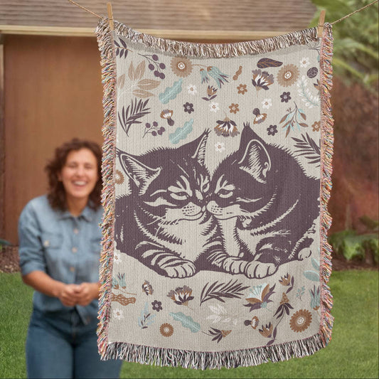 Woven Blanket - Snuggling Kitties