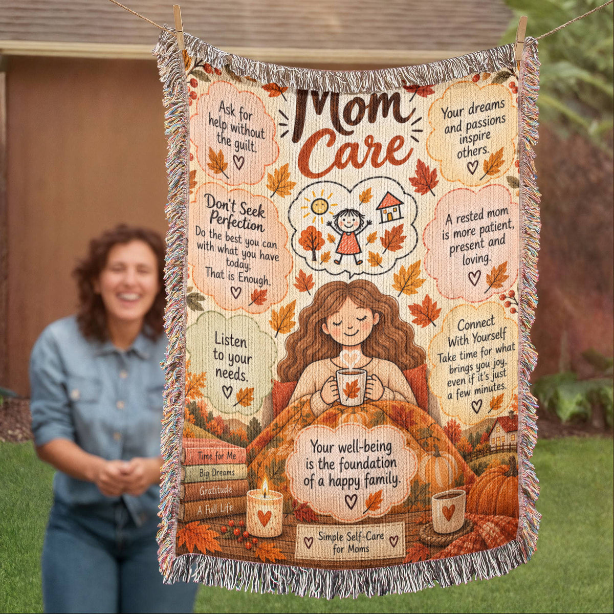Mom Care Autumn Blanket - Mom Gift