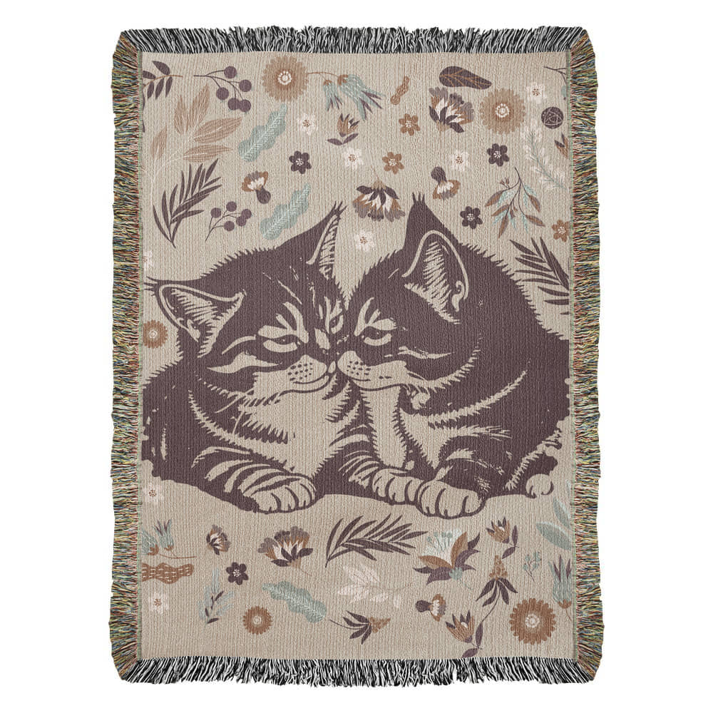 Woven Blanket - Snuggling Kitties
