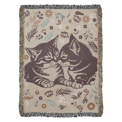 Woven Blanket - Snuggling Kitties