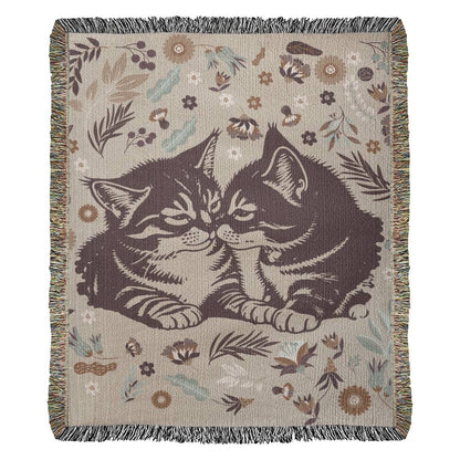 Woven Blanket - Snuggling Kitties