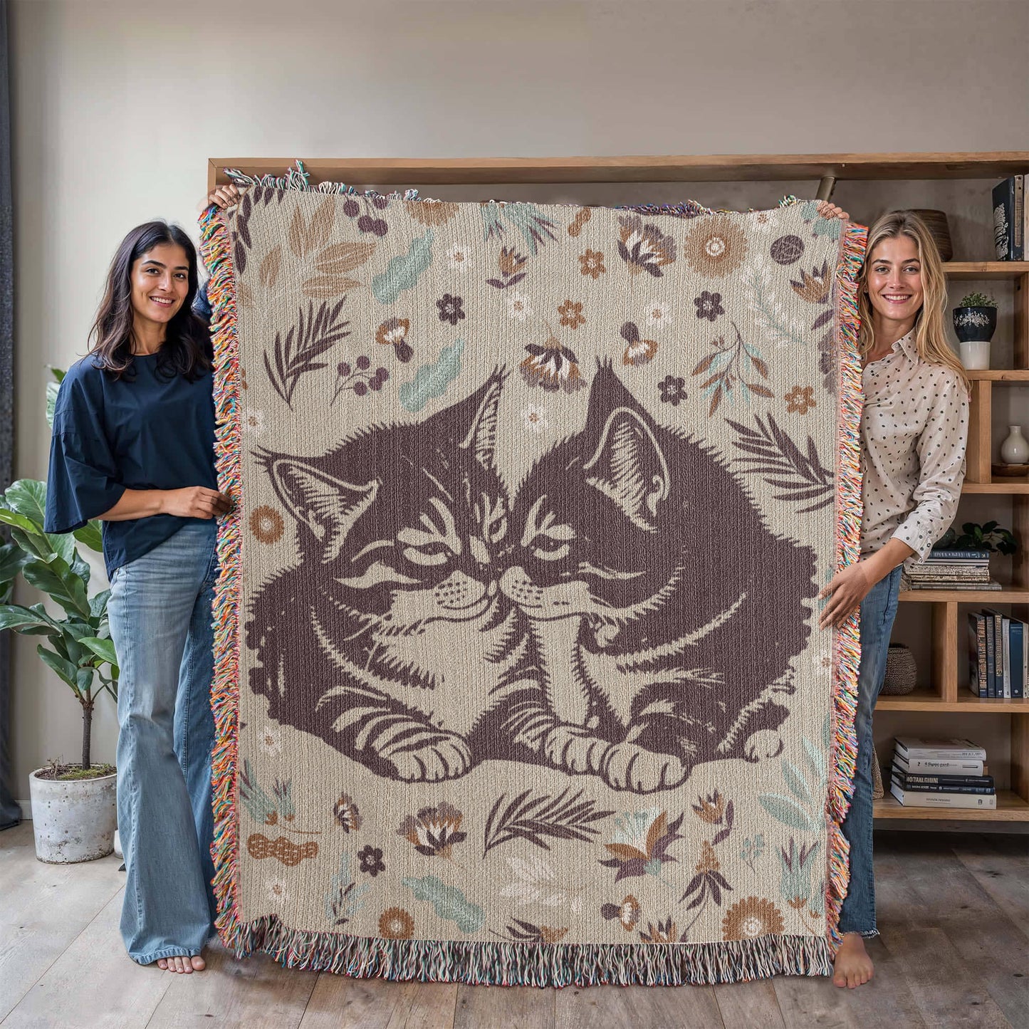 Woven Blanket - Snuggling Kitties