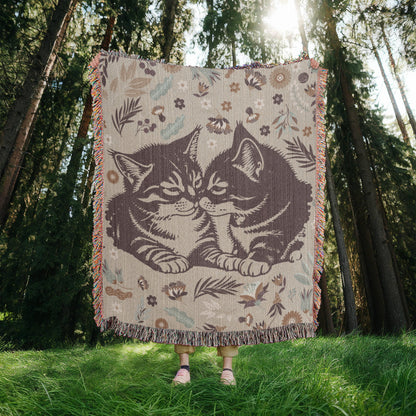 Woven Blanket - Snuggling Kitties